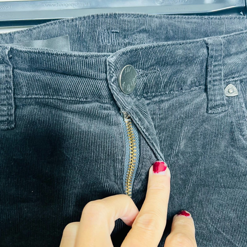 Kut From The Kloth Diana Skinny Corduroy Pants 4P Black High Rise Ankle Casual - Picture 3 of 6